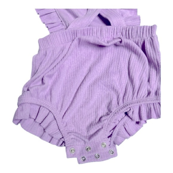 Cat & Jack Baby Girl Ruffle Suspender Romper Purple Size 12M - Picture 5 of 5